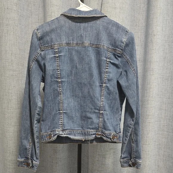 Kut from the Kloth Womens Blue Jean Jacket Large Distressed - Picture 12 of 14